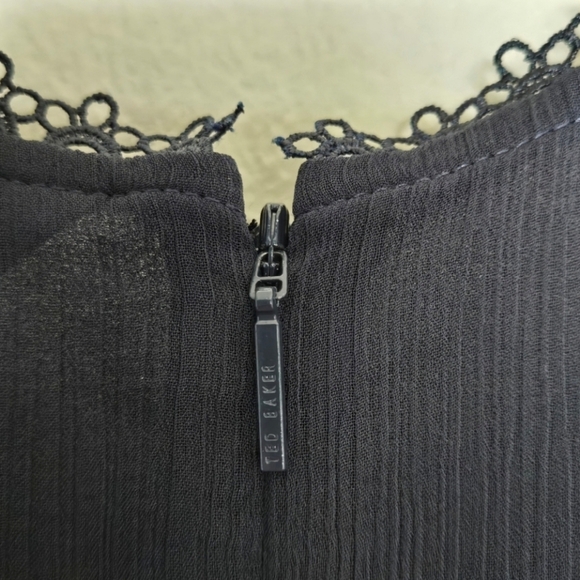 Ted Baker Omarri Lace-Trimmed Peplum Top Blue Unconventional Lace - Picture 5 of 7